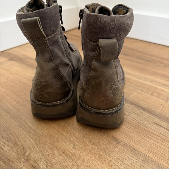 Fly London Malu Suede Lace Up Ankle Boots Moto Flat Bohemian Earthy 37 - Picture 7 of 9